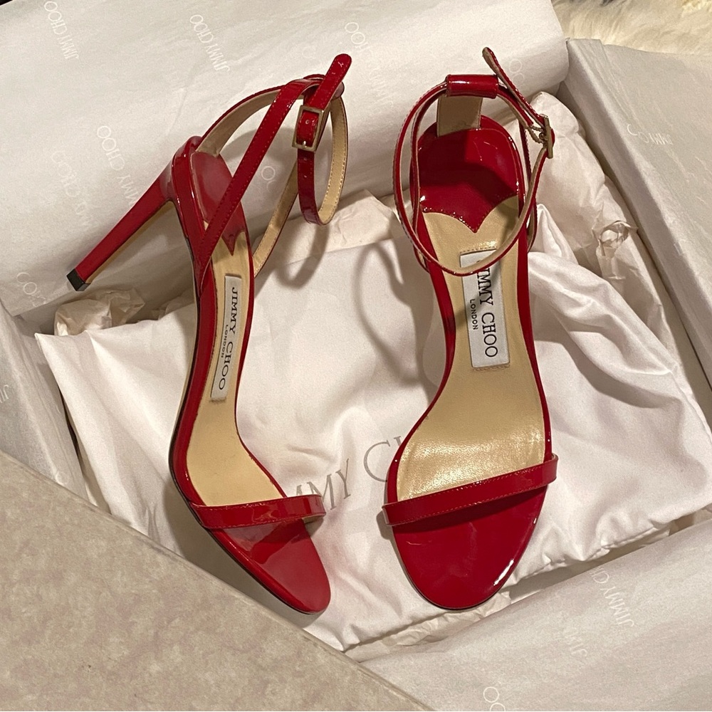 Jimmy Choo Minny Heel Patent Leather Red